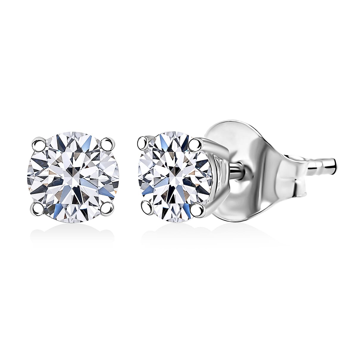 Doorbuster Luxuriant Lab Grown Diamond G-H SI 1.00 ctw Solitaire Stud Earrings in Rhodium Over Sterling Silver image number 0