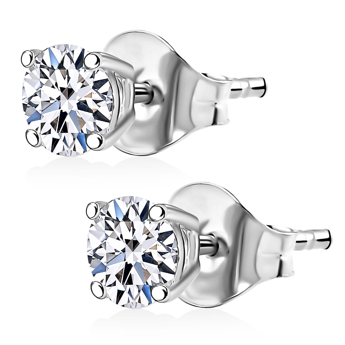 Doorbuster Luxuriant Lab Grown Diamond G-H SI 1.00 ctw Solitaire Stud Earrings in Rhodium Over Sterling Silver image number 3