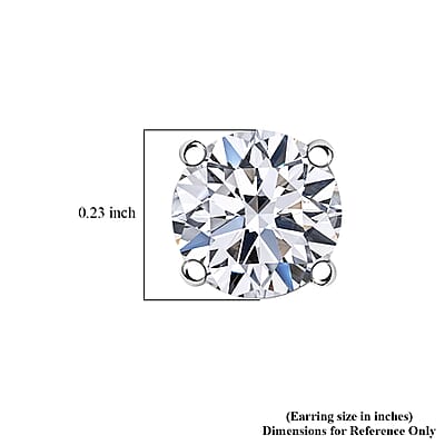 Luxuriant Lab Grown Diamond G-H SI 1.00 ctw Solitaire Stud Earrings in Rhodium Over Sterling Silver