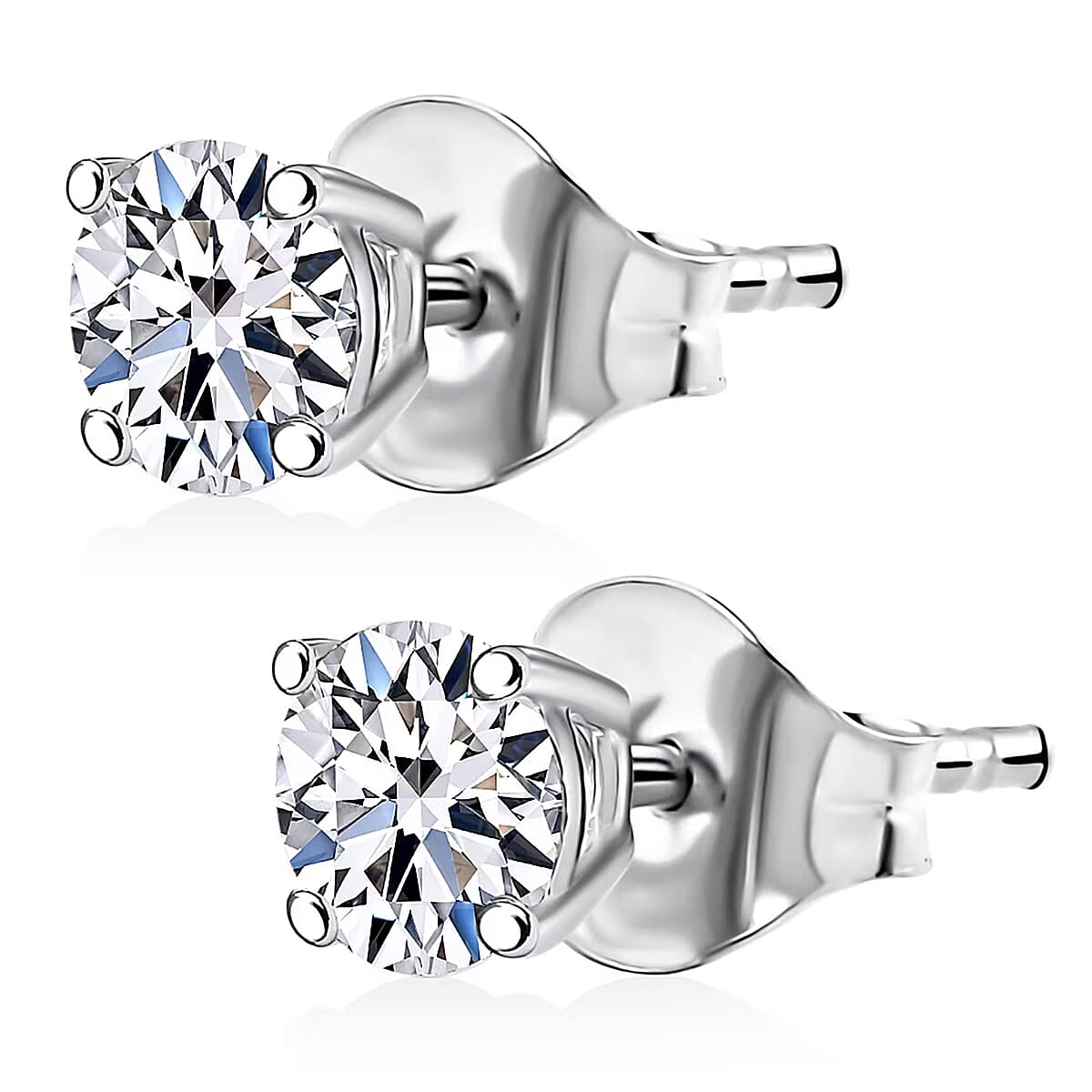 Doorbuster Luxuriant Lab Grown Diamond G-H SI 1.00 ctw Solitaire Stud Earrings in Rhodium Over Sterling Silver image number 8