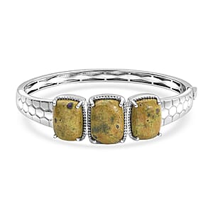 EverTrue Tasmanian Stichtite 34.85 ctw Bangle Bracelet in Platinum Bond (7.25 In)