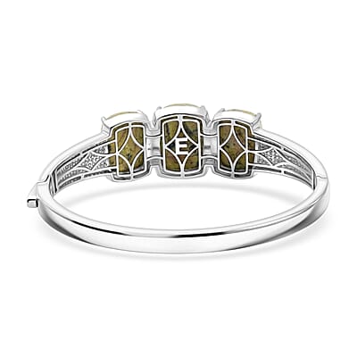 EverTrue Tasmanian Stichtite 34.85 ctw Honeycomb Texture Bangle Bracelet in Platinum Bond (7.25 In)