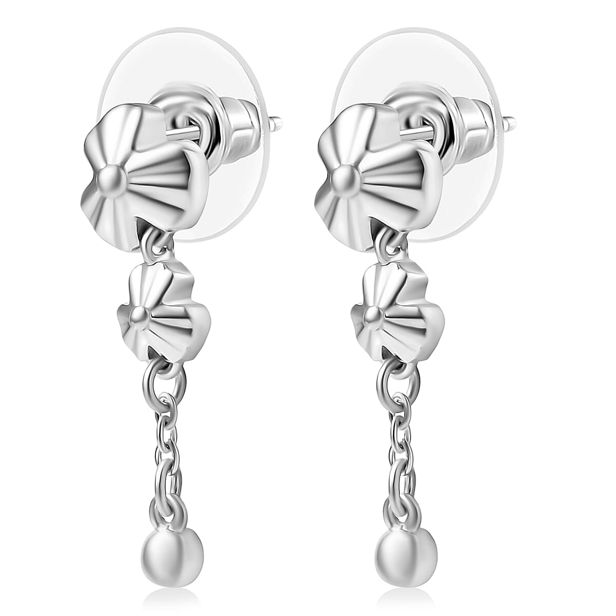 D'Joy Floral Earrings in Rhodium Over Sterling Silver 2.6 Grams image number 2
