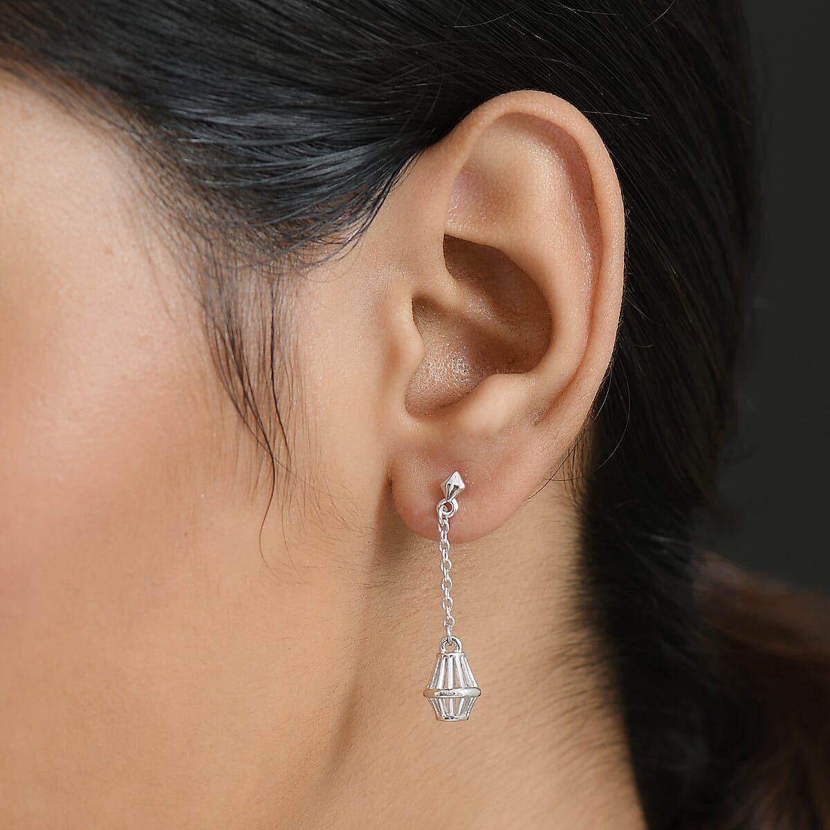 D'Joy Lantern Earrings in Rhodium Over Sterling Silver 2.40 Grams  image number 1