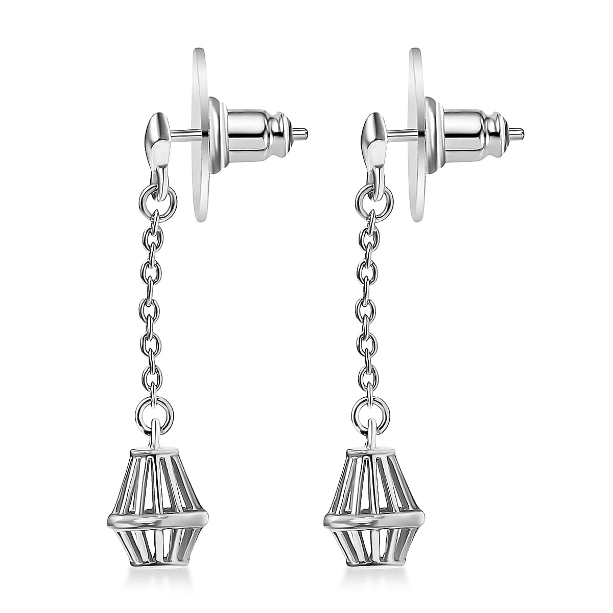 D'Joy Lantern Earrings in Rhodium Over Sterling Silver 2.40 Grams  image number 2