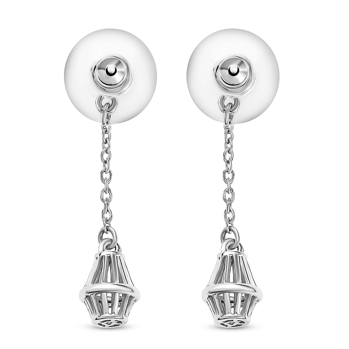 D'Joy Lantern Earrings in Rhodium Over Sterling Silver 2.40 Grams  image number 3