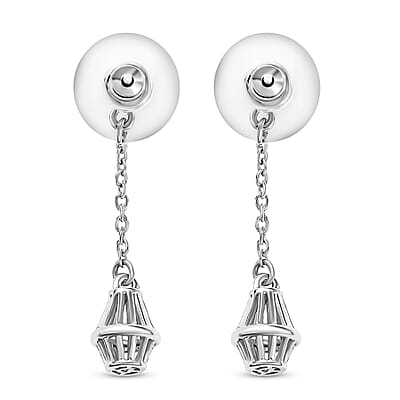 D'Joy Lantern Earrings in Rhodium Over Sterling Silver 2.40 Grams