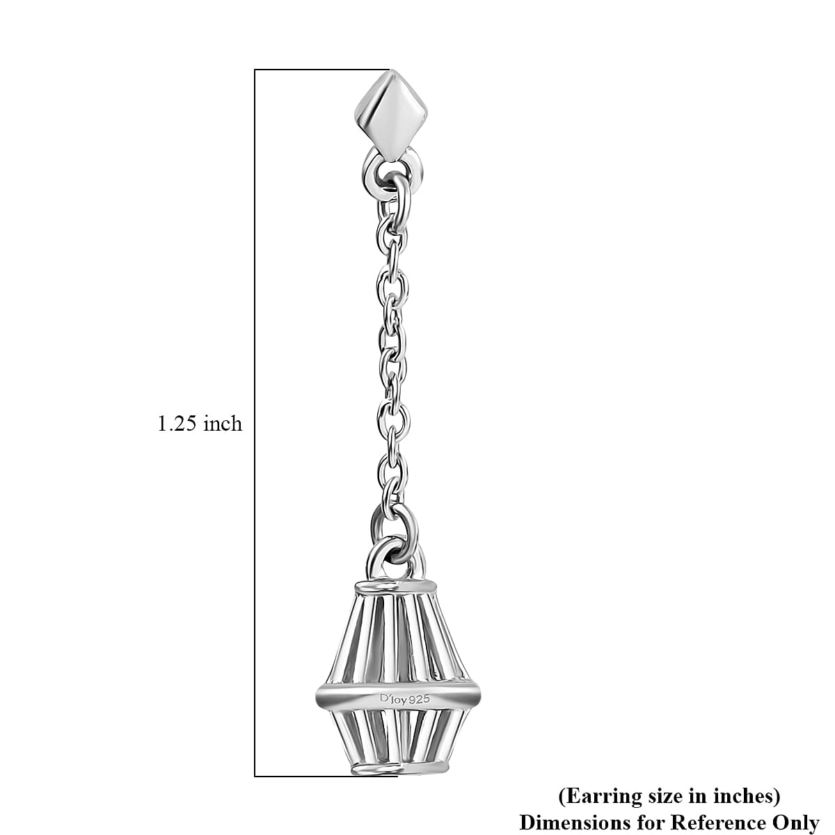 D'Joy Lantern Earrings in Rhodium Over Sterling Silver 2.40 Grams  image number 4