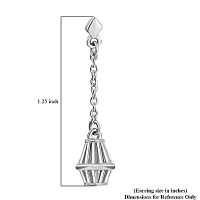D'Joy Lantern Earrings in Rhodium Over Sterling Silver 2.40 Grams