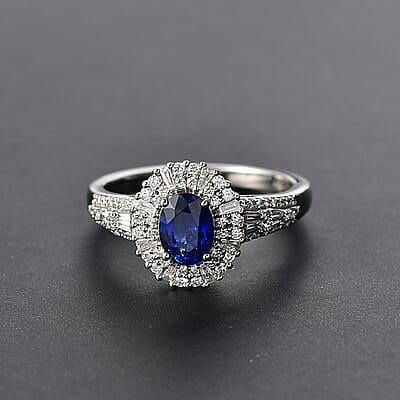 Rhapsody AAAA Ceylon Blue Sapphire and Diamond E-F VS 2.00 ctw Ring in 950 Platinum (Size 9.0) 7.35 Grams
