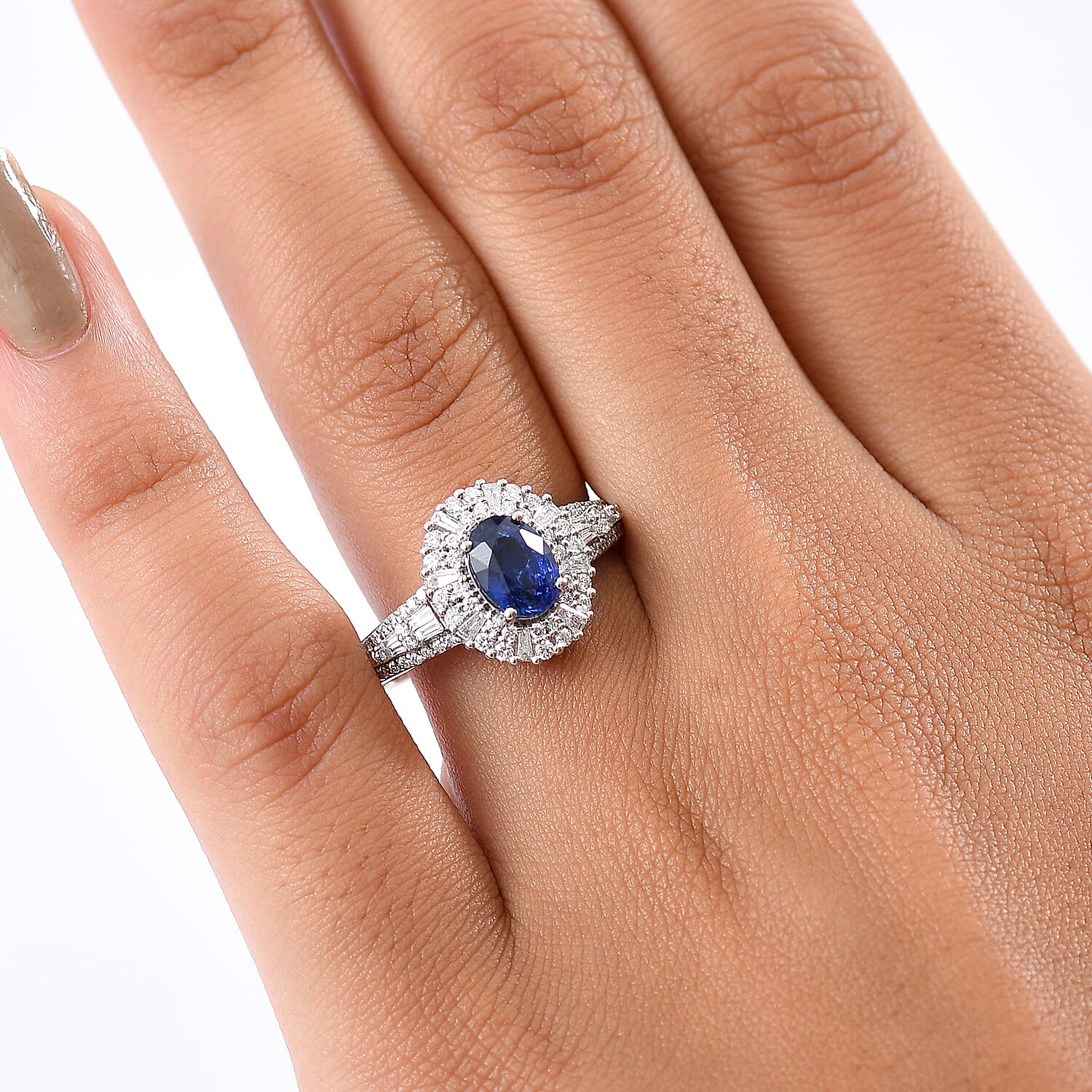 Rhapsody AAAA Ceylon Blue Sapphire and Diamond E-F VS 2.00 ctw Ring in 950 Platinum (Size 9.0) 7.35 Grams