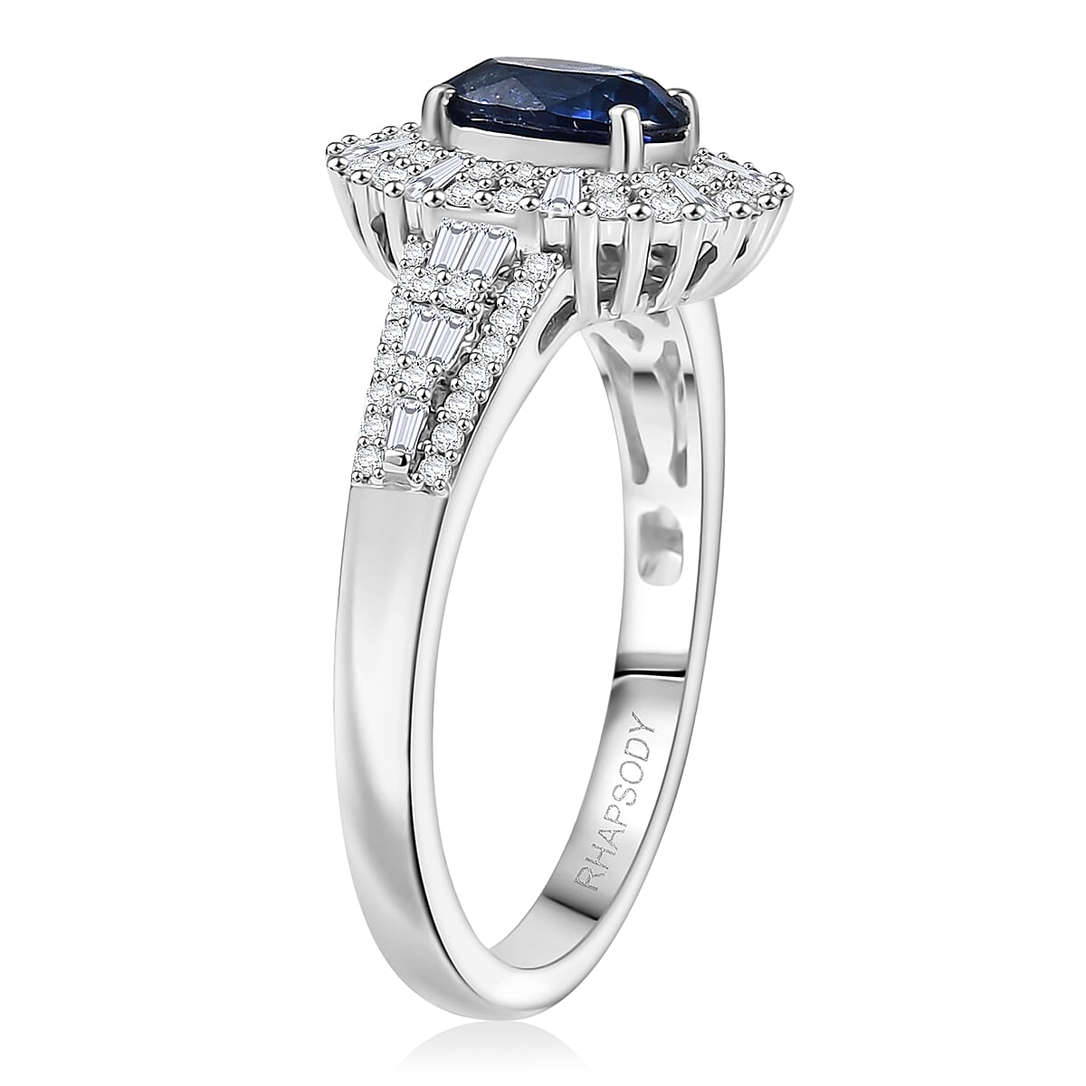 Rhapsody AAAA Ceylon Blue Sapphire and Diamond E-F VS 2.00 ctw Ring in 950 Platinum (Size 9.0) 7.35 Grams