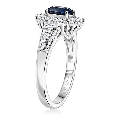 Rhapsody AAAA Ceylon Blue Sapphire and Diamond E-F VS 2.00 ctw Ring in 950 Platinum (Size 9.0) 7.35 Grams