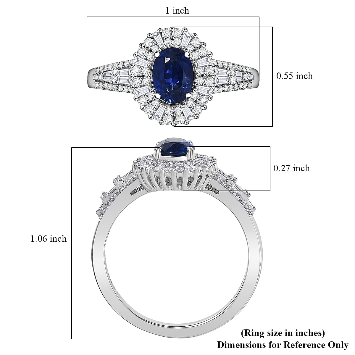 Rhapsody AAAA Ceylon Blue Sapphire and Diamond E-F VS 2.00 ctw Ring in 950 Platinum (Size 9.0) 7.35 Grams