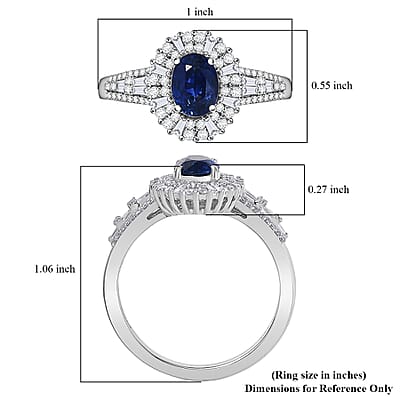 Rhapsody AAAA Ceylon Blue Sapphire and Diamond E-F VS 2.00 ctw Ring in 950 Platinum (Size 9.0) 7.35 Grams
