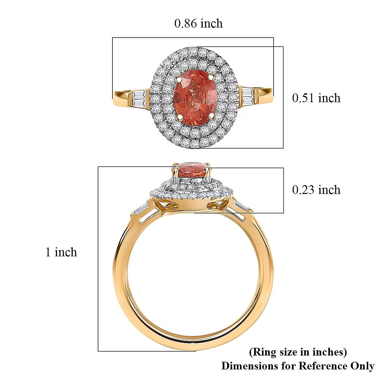 Luxoro AAA Padparadscha Sapphire, Diamond Ring in 14K Yellow Gold 1.35 ctw (Size 11.0) image number 5