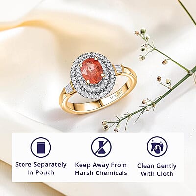 Luxoro AAA Padparadscha Sapphire, Diamond Ring in 14K Yellow Gold 1.35 ctw (Size 12.0)