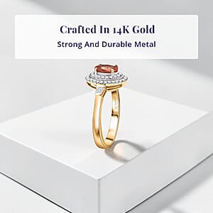 Luxoro AAA Padparadscha Sapphire, Diamond Ring in 14K Yellow Gold 1.35 ctw (Size 5.0)