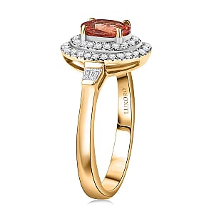 Luxoro AAA Padparadscha Sapphire, Diamond Ring in 14K Yellow Gold 1.35 ctw (Size 6.0)
