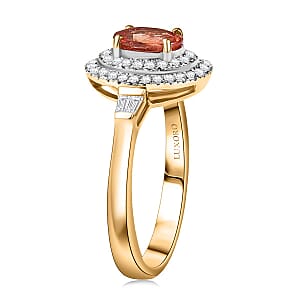 Luxoro AAA Padparadscha Sapphire, Diamond Ring in 14K Yellow Gold 1.35 ctw (Size 7.0)