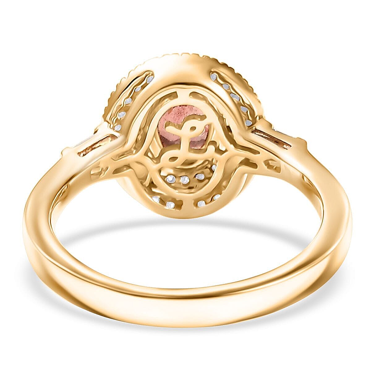 Luxoro AAA Padparadscha Sapphire, Diamond Ring in 14K Yellow Gold 1.35 ctw (Size 8.5) image number 4