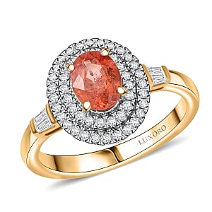 Luxoro AAA Padparadscha Sapphire, Diamond Ring in 14K Yellow Gold 1.35 ctw (Size 9.0)