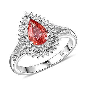 Luxoro AAA Padparadscha Sapphire, Diamond Ring in 14K White Gold 1.80 ctw (Size 10.0)
