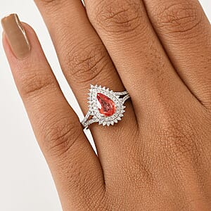 Luxoro AAA Padparadscha Sapphire, Diamond Ring in 14K White Gold 1.80 ctw (Size 10.0)