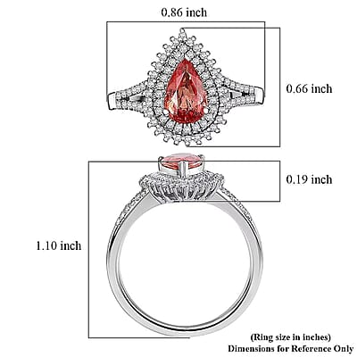 Luxoro AAA Padparadscha Sapphire, Diamond Ring in 14K White Gold 1.80 ctw (Size 11.0)