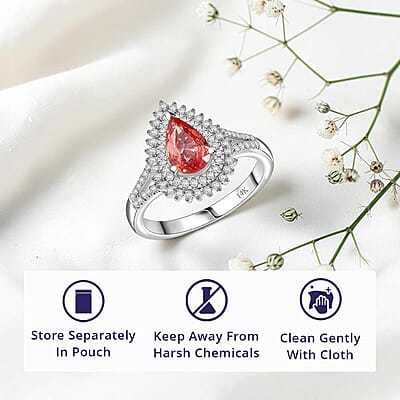 Luxoro AAA Padparadscha Sapphire, Diamond Ring in 14K White Gold 1.80 ctw (Size 12.0)