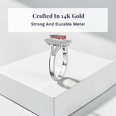 Luxoro AAA Padparadscha Sapphire, Diamond Ring in 14K White Gold 1.80 ctw (Size 5.0)
