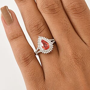 Luxoro AAA Padparadscha Sapphire, Diamond Ring in 14K White Gold 1.80 ctw (Size 7.0)