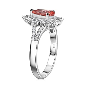 Luxoro AAA Padparadscha Sapphire, Diamond Ring in 14K White Gold 1.80 ctw (Size 7.0)