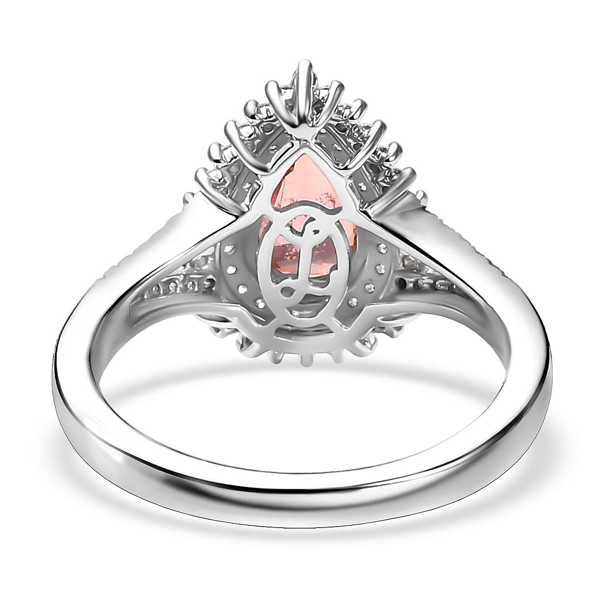 Luxoro AAA Padparadscha Sapphire, Diamond Ring in 14K White Gold 1.80 ctw (Size 9.0) image number 4