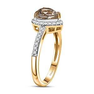 D'Joy AAA Turkizite, Moissanite Heart Ring in 18K Vermeil YG Over Sterling Silver 1.85 ctw (Size 10.0)