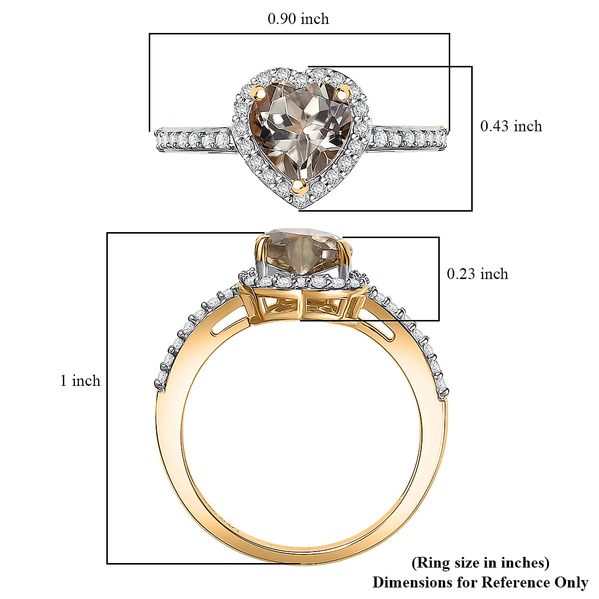 Doorbuster D'Joy AAA Turkizite and Moissanite 1.85 ctw Everlasting Heart Ring in 18K Vermeil Yellow Gold Over Sterling Silver (Size 10.0) image number 5