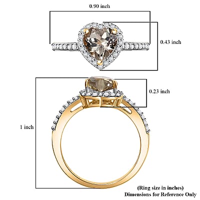 D'Joy AAA Turkizite, Moissanite Heart Ring in 18K Vermeil YG Over Sterling Silver 1.85 ctw (Size 5.0)