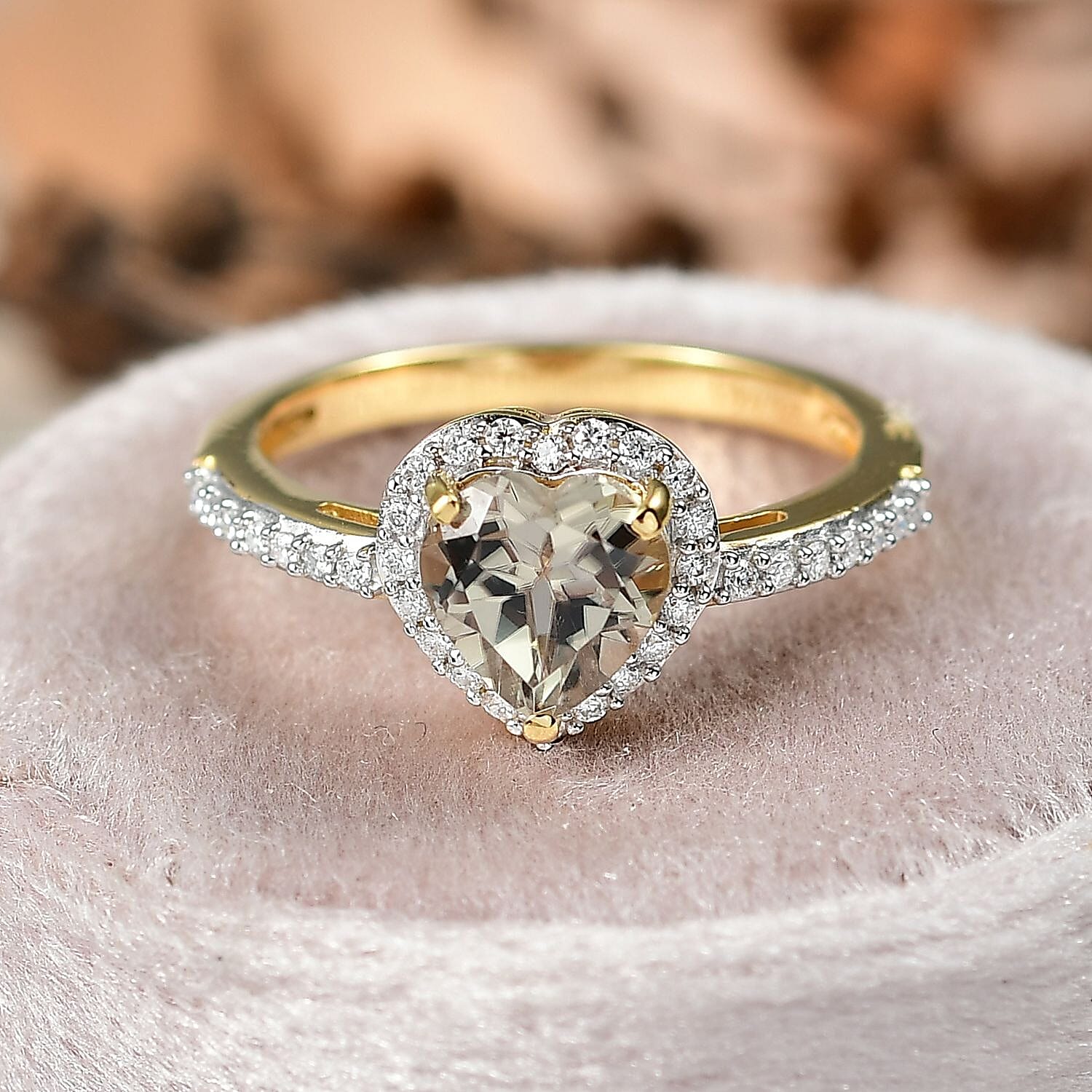D'Joy AAA Turkizite and Moissanite 1.85 ctw Ring in 18K Vermeil Yellow Gold Over Sterling Silver