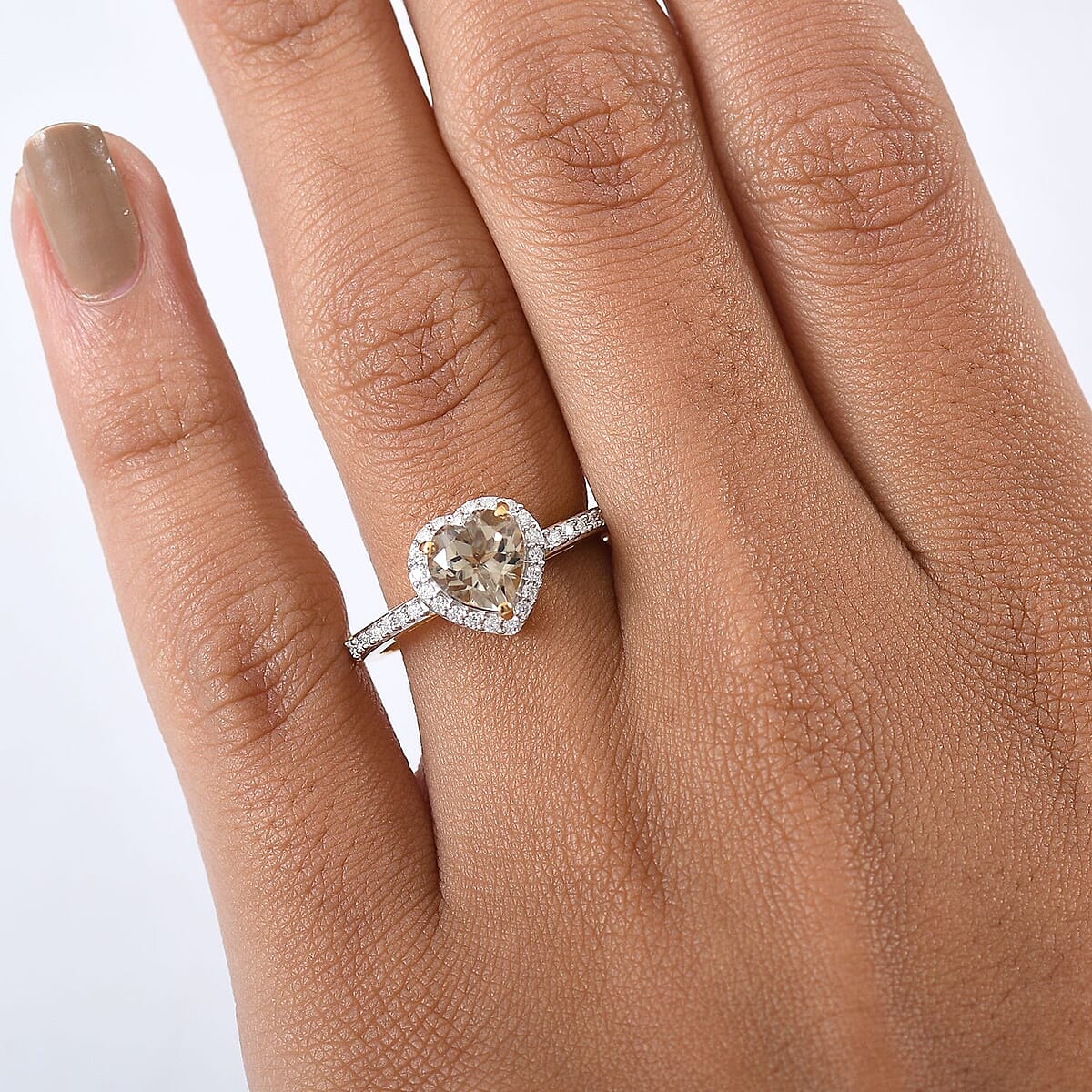 D'Joy AAA Turkizite, Moissanite Heart Ring in 18K Vermeil YG Over Sterling Silver 1.85 ctw (Size 8.0) image number 2