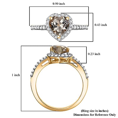 D'Joy AAA Turkizite, Moissanite Heart Ring in 18K Vermeil YG Over Sterling Silver 1.85 ctw (Size 8.0)