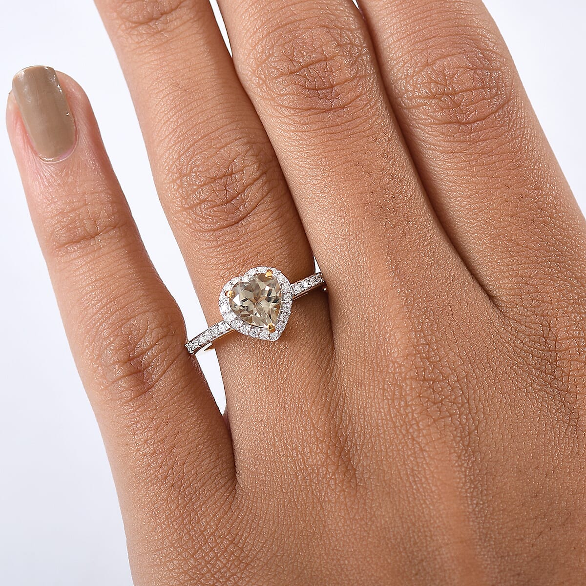 D'Joy AAA Turkizite, Moissanite Heart Halo Ring in 18K Vermeil YG Over Sterling Silver 1.85 ctw (Size 9.0) image number 2