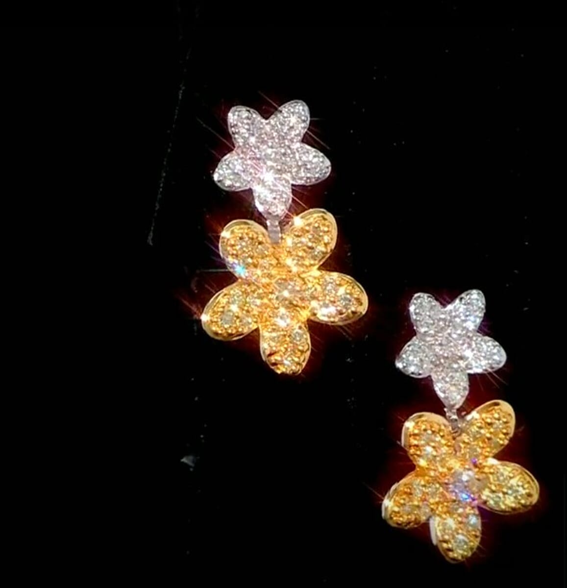 Luxuriant Lab Grown Yellow Diamond (IR) and Lab Grown Diamond VS 0.50 ctw Blooming Flower Earrings in Rhodium Over Sterling Silver image number 0