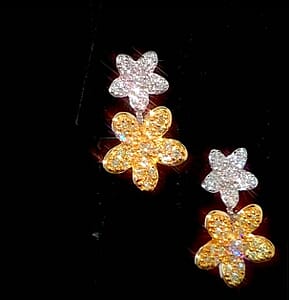 Luxuriant Lab Grown Yellow Diamond (IR) and Lab Grown Diamond VS 0.50 ctw Blooming Flower Earrings in Rhodium Over Sterling Silver