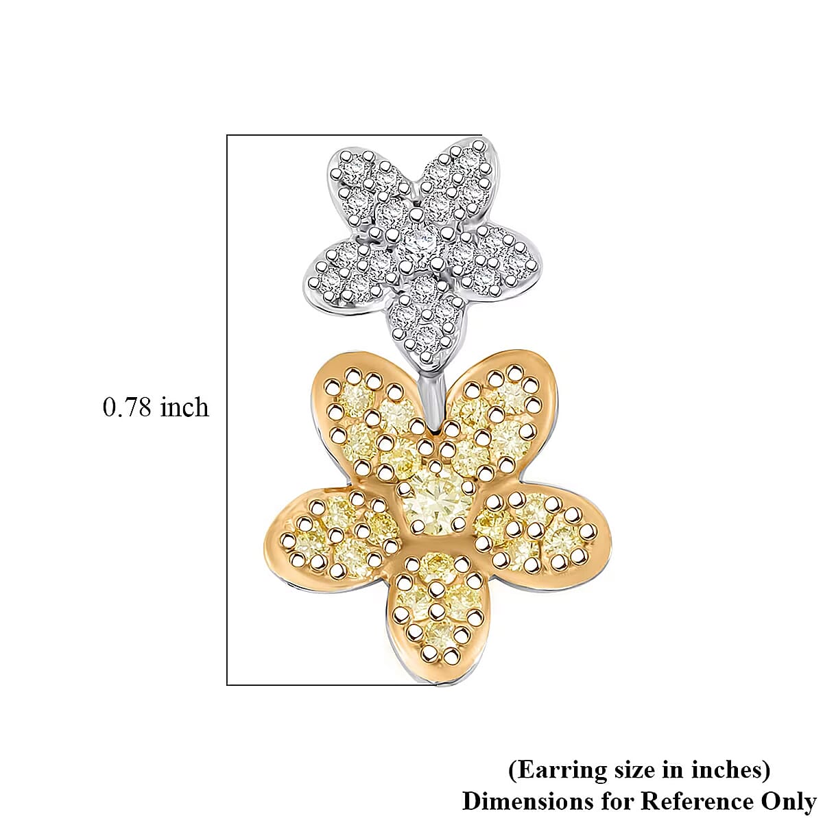 Luxuriant Lab Grown Yellow Diamond (IR) and Lab Grown Diamond VS 0.50 ctw Blooming Flower Earrings in Rhodium Over Sterling Silver image number 7
