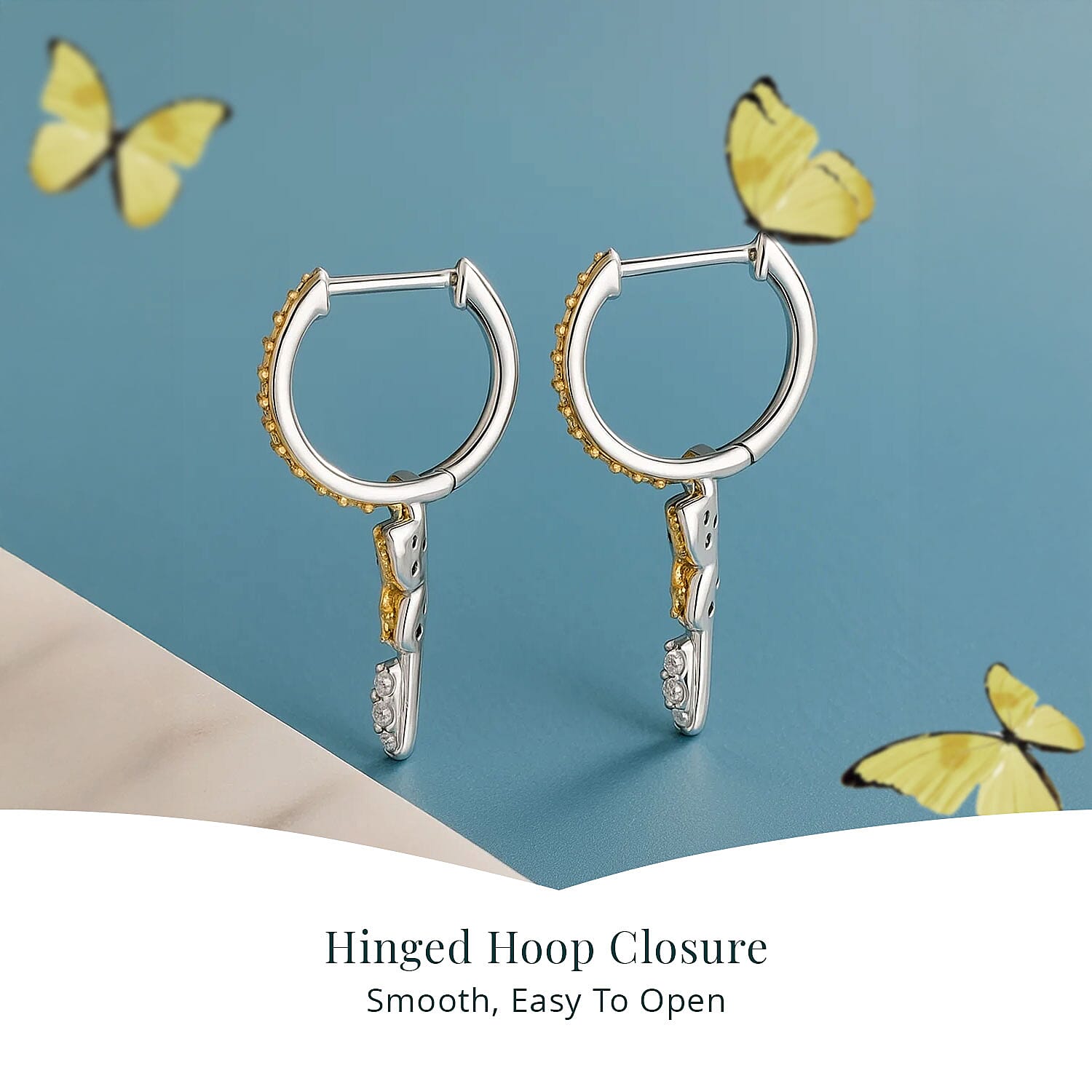 Luxuriant Lab Grown Yellow Diamond (IR) and Lab Grown Diamond VS 0.50 ctw Butterfly Earrings in Rhodium Over Sterling Silver