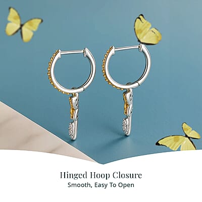 Luxuriant Lab Grown Yellow Diamond (IR) and Lab Grown Diamond VS 0.50 ctw Butterfly Earrings in Rhodium Over Sterling Silver