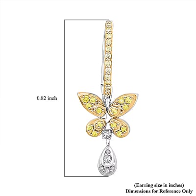 Luxuriant Lab Grown Yellow Diamond (IR) and Lab Grown Diamond VS 0.50 ctw Butterfly Earrings in Rhodium Over Sterling Silver