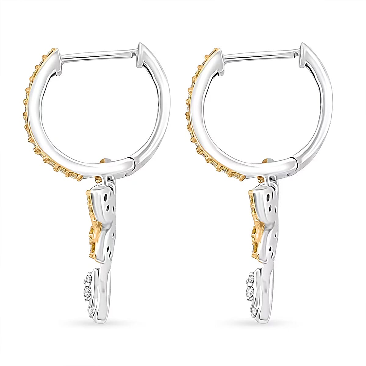 Luxuriant Lab Grown Yellow Diamond (IR) and Lab Grown Diamond VS 0.50 ctw Butterfly Earrings in Rhodium Over Sterling Silver image number 7