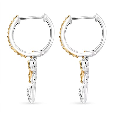 Luxuriant Lab Grown Yellow Diamond (IR) and Lab Grown Diamond VS 0.50 ctw Butterfly Earrings in Rhodium Over Sterling Silver