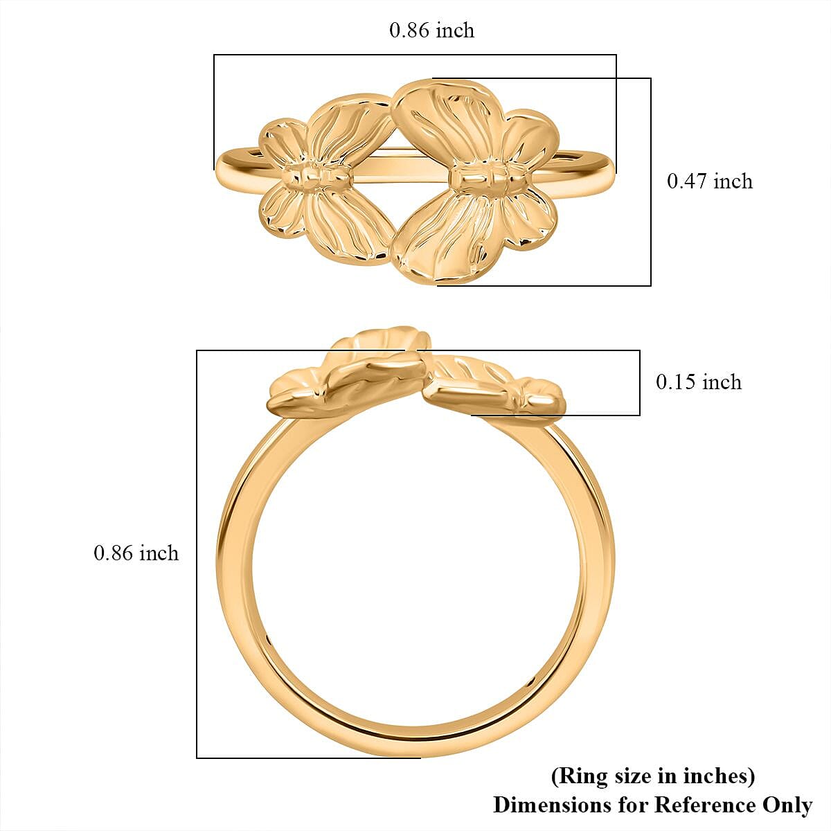 Butterfly Ring in 24K Yellow Gold (Size 10.0) 0.65 Grams